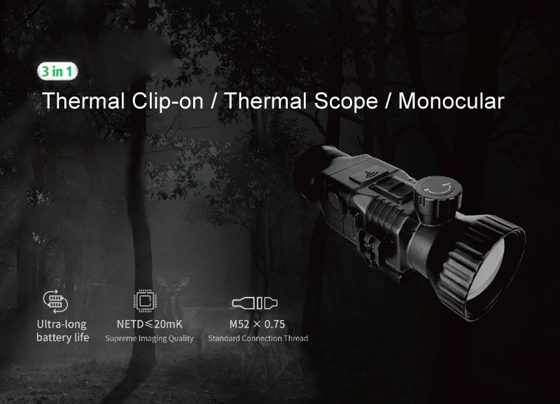 35mm 384X288 2km Waterproof IP67 3in1 Night Vision Scope Thermal Clip on